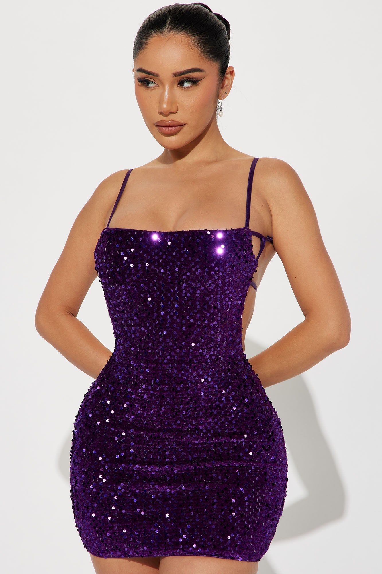 Kelly Sequin Mini Dress - Purple sold by Fashion Nova