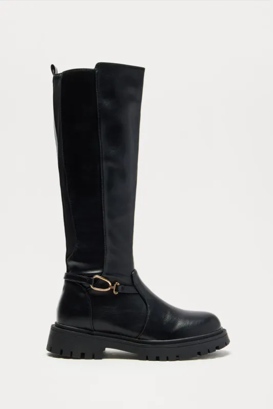 Flynn Knee High Boots - Black sold by Fashion Nova