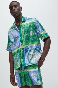 Giotto Baroque Shirt - Green/combo sold by Fashion Nova