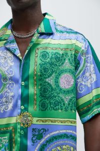 Giotto Baroque Shirt - Green/combo sold by Fashion Nova