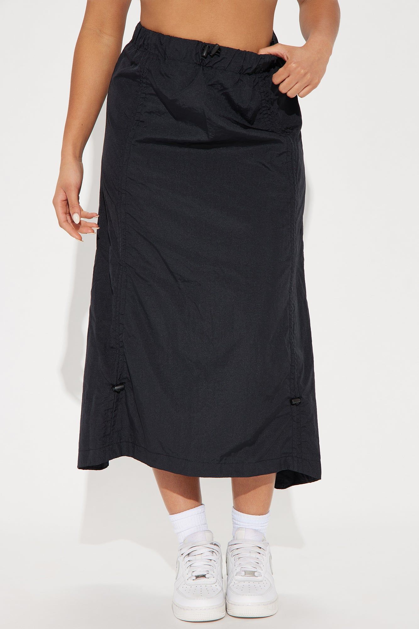 Breakaway Ruched Parachute Midi Skirt - Black sold by Fashion Nova product image thumbnail 2
