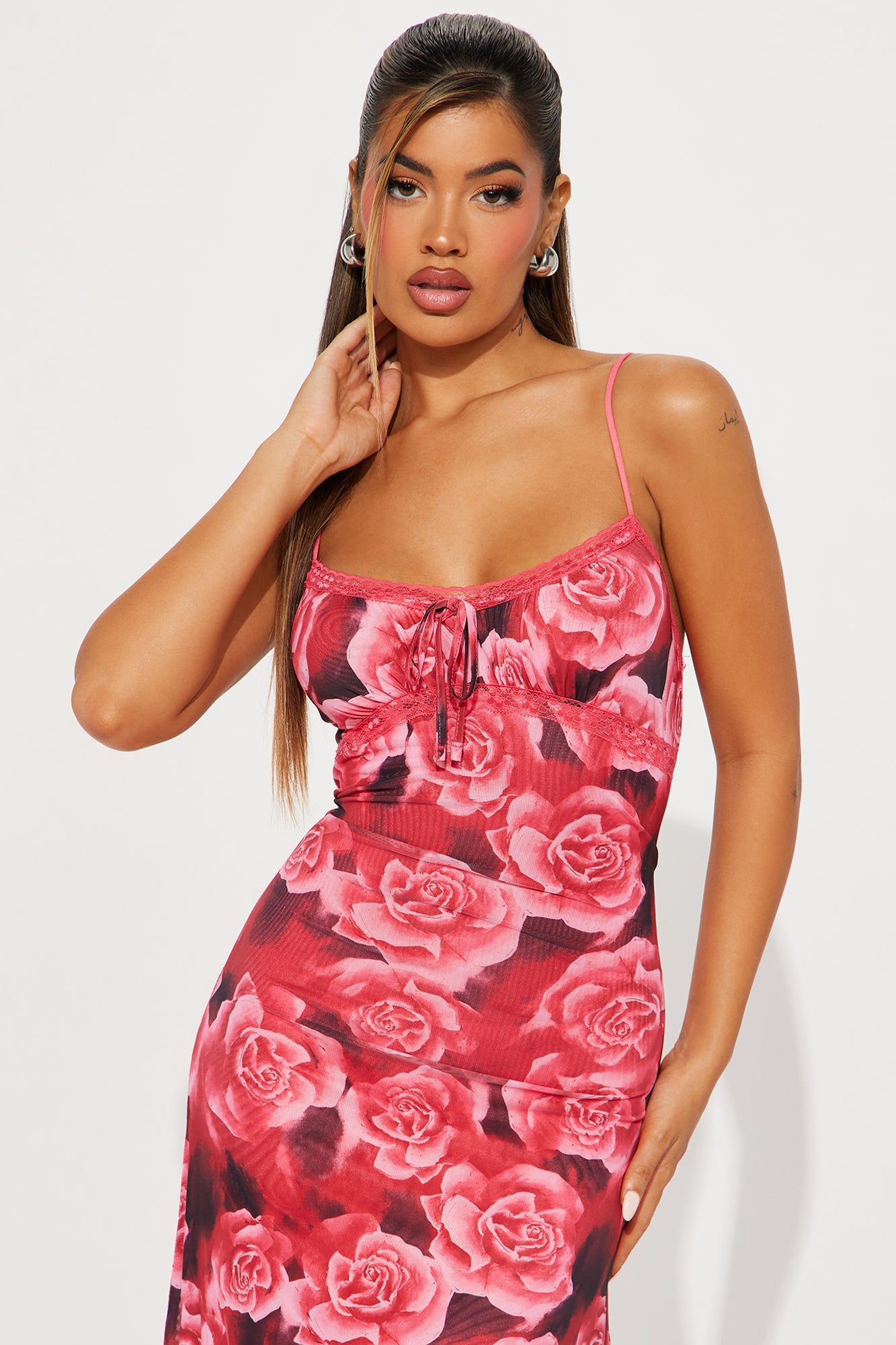 Afternoon Delight Mesh Midi Dress - Red/combo sold by Fashion Nova product image thumbnail 2