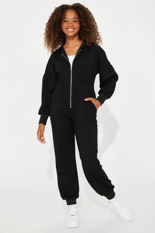 Mini Let Me Know Lounge Jumpsuit - Black sold by Fashion Nova