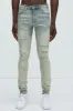 Bet On It Ripped And Repair Skinny Jeans - Medium Wash sold by Fashion Nova