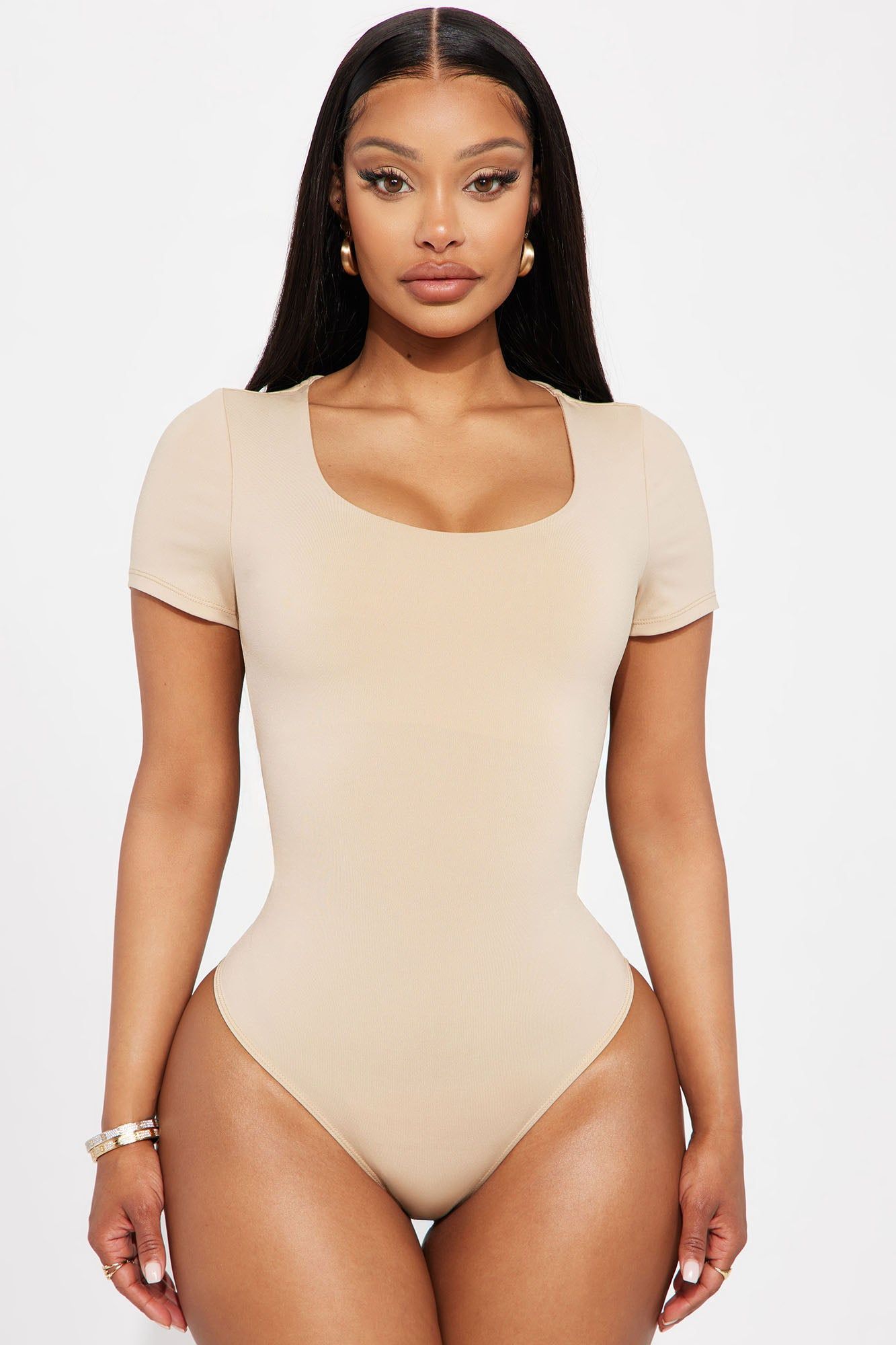 Tabitha Short Sleeve Bodysuit - Sand sold by Fashion Nova