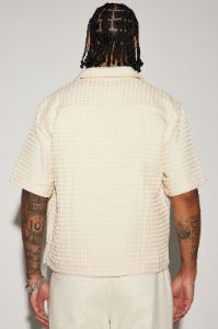 Waffle Knit Textured Button Up Shirt - Sand sold by Fashion Nova
