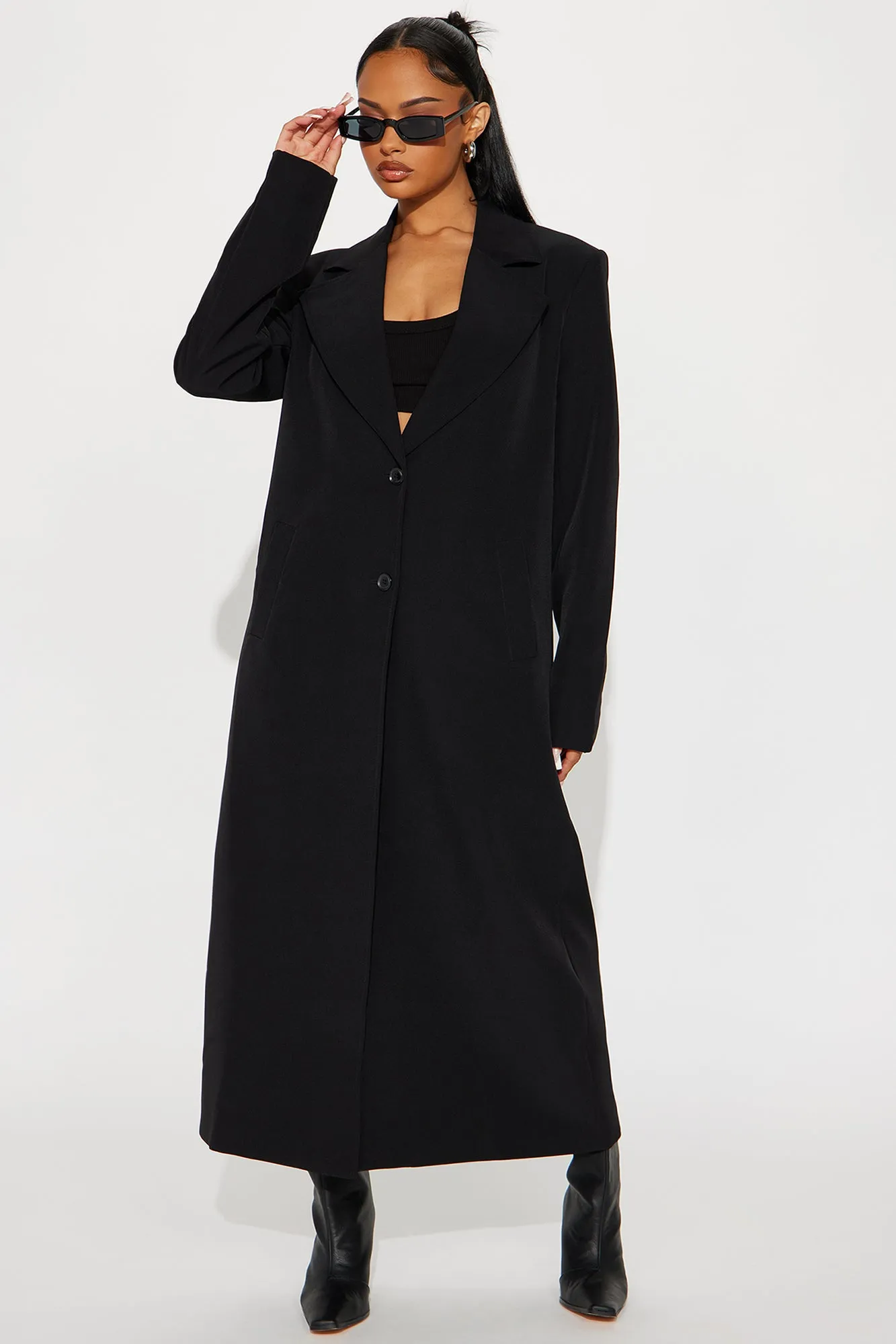Take A Hint Trench - Black sold by Fashion Nova