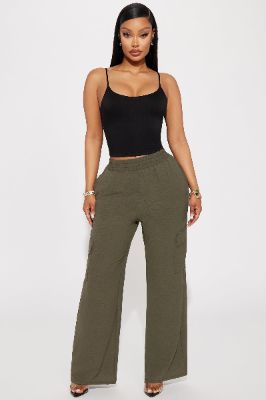 Tabby Wide Leg Cargo Pant - Olive sold by Fashion Nova