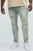 Bet On It Ripped And Repair Skinny Jeans - Medium Wash sold by Fashion Nova
