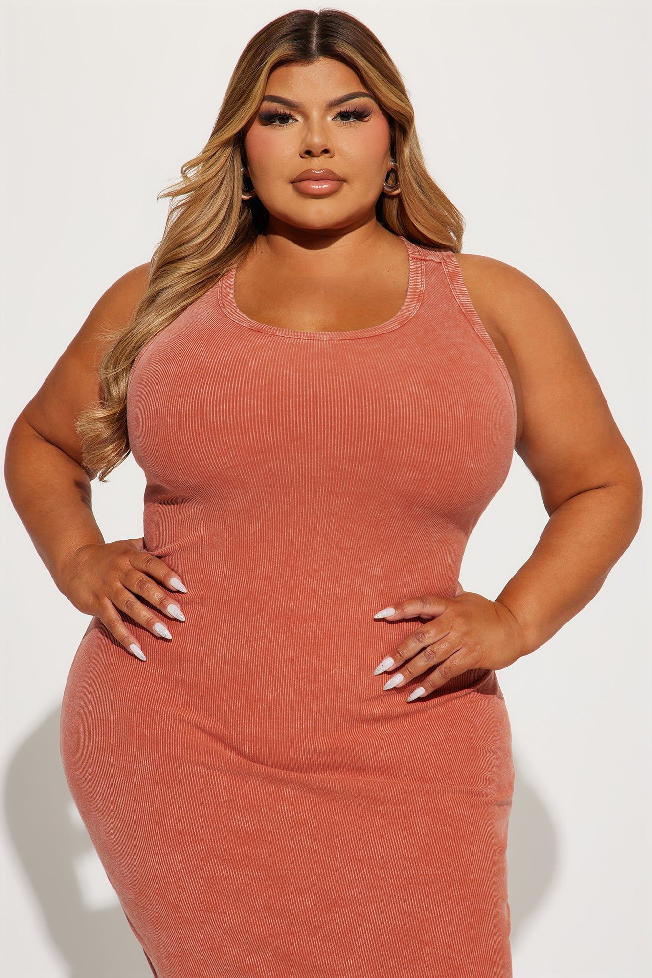 Kate Ribbed Midi Dress - Rust sold by Fashion Nova product image thumbnail 5