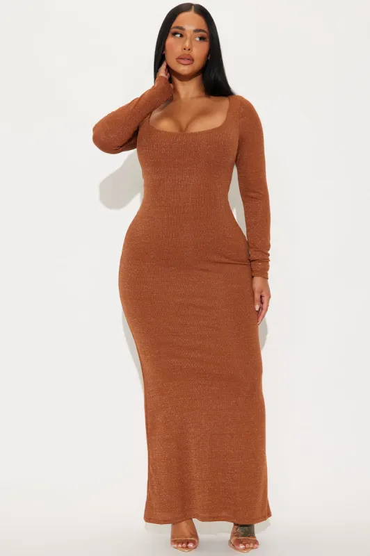 Bianca Glitter Maxi Dress - Mocha sold by Fashion Nova