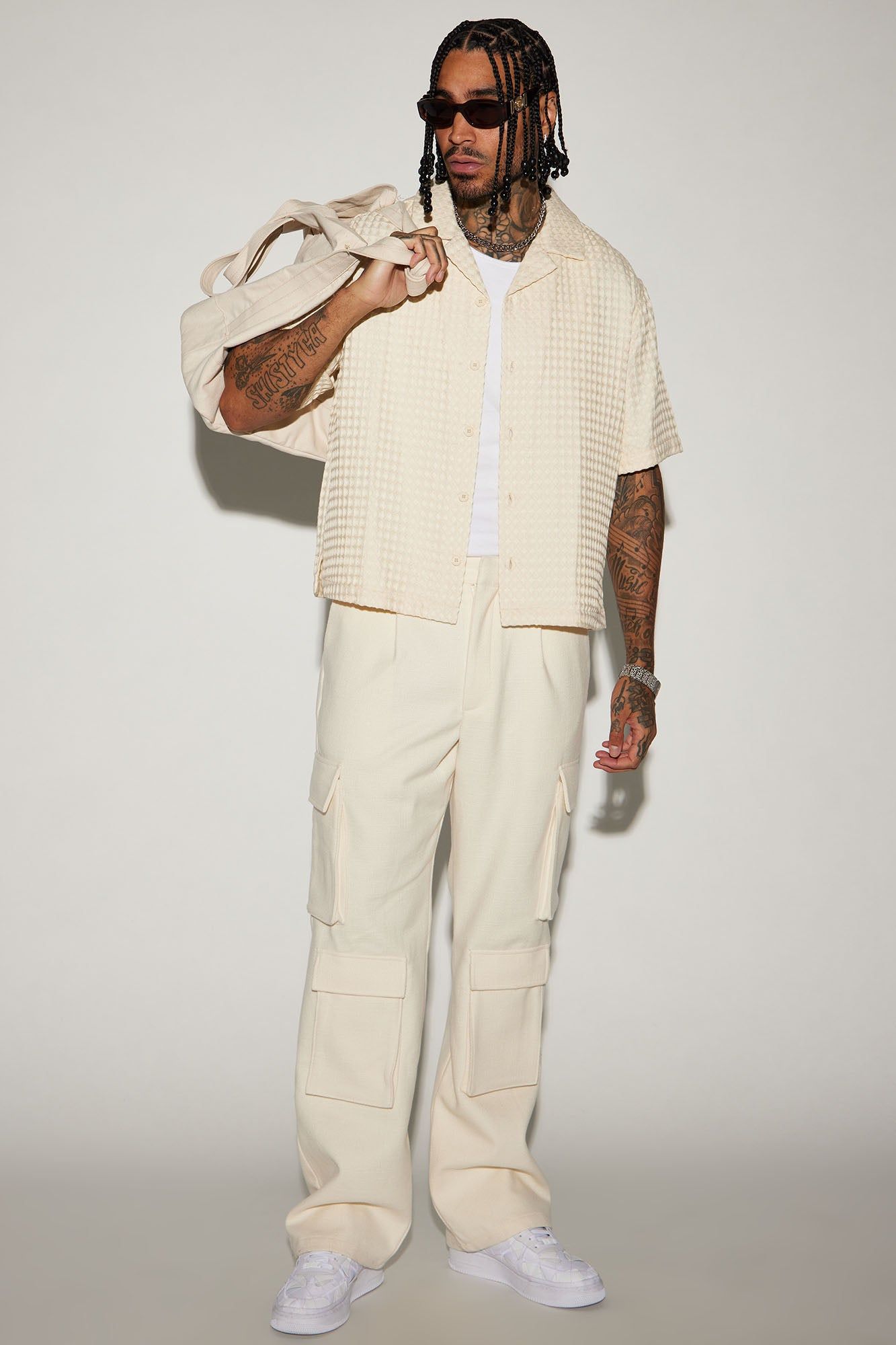 Waffle Knit Textured Button Up Shirt - Sand sold by Fashion Nova product image thumbnail 2