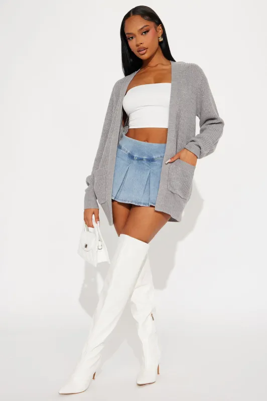 Zoe Two Pocket Cardigan - Heather Grey sold by Fashion Nova