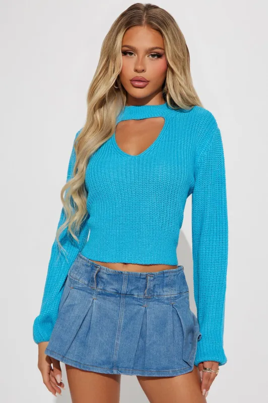 Nebula Cut Out Sweater - Turquoise sold by Fashion Nova