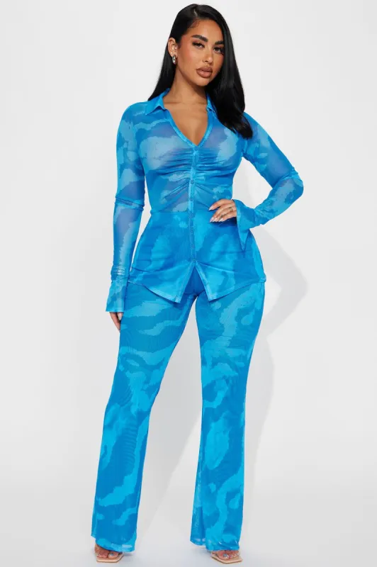 Carolina Mesh Pant Set - Blue sold by Fashion Nova