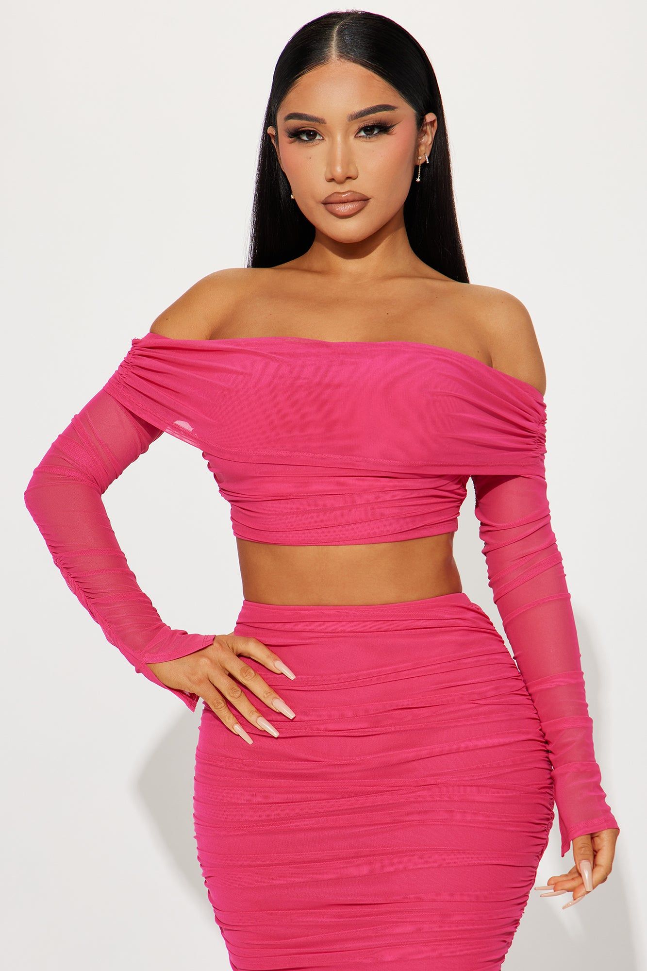 Candice Mesh Skirt Set - Hot Pink sold by Fashion Nova product image thumbnail 2