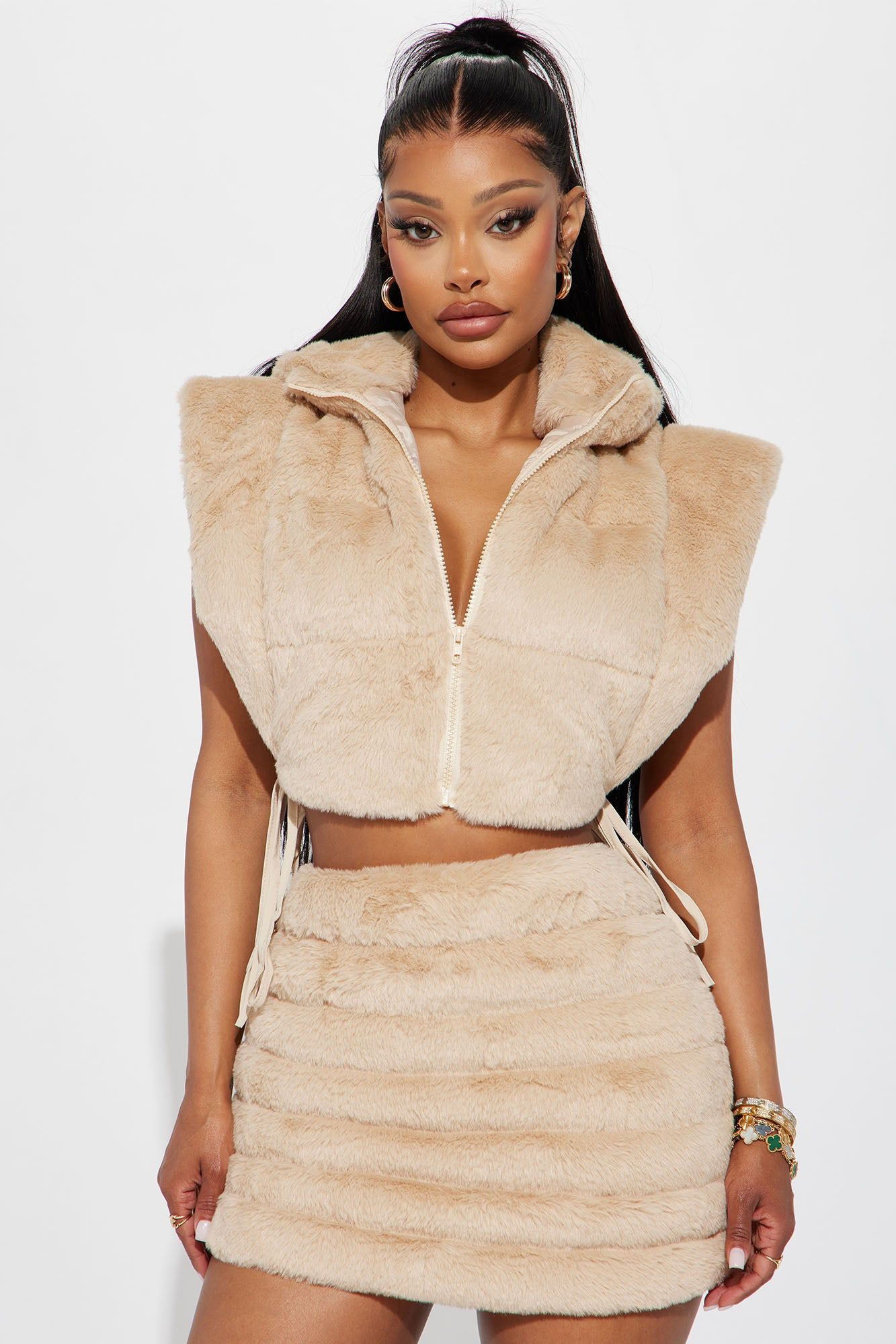 Everything I Want Faux Fur Skirt Set - Taupe sold by Fashion Nova product image thumbnail 2