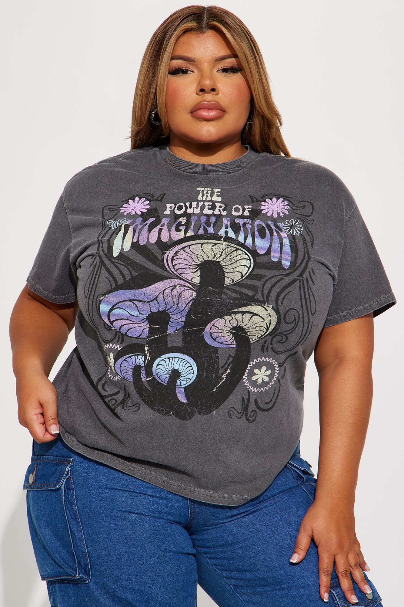 Power Of Imagination Graphic Tee - Charcoal sold by Fashion Nova product image thumbnail 4