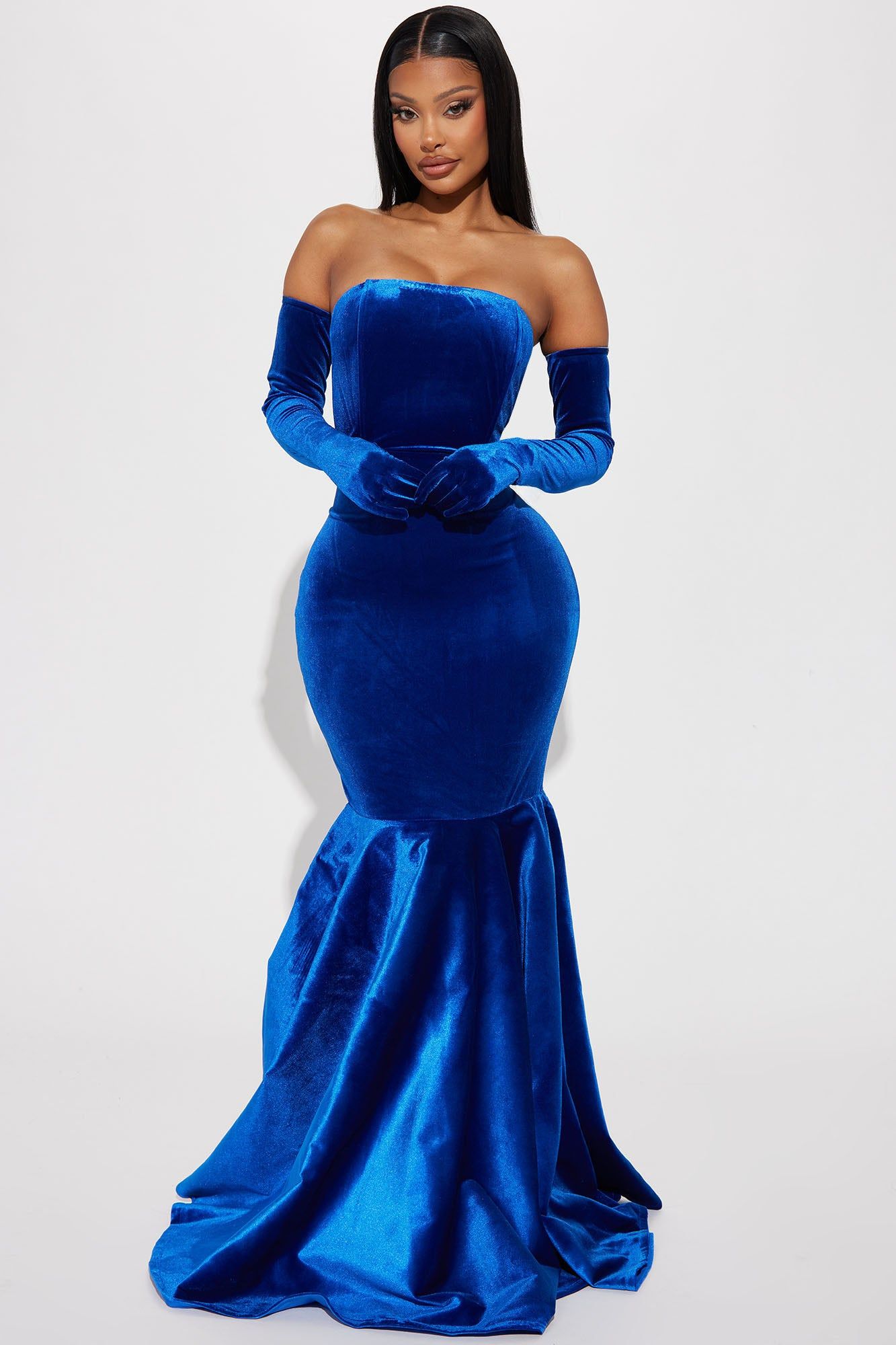 Stella Velvet Gown Set - Royal sold by Fashion Nova