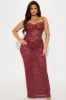 Agnes Lace Maxi Dress - Wine sold by Fashion Nova