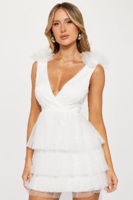 Celine Tulle Mini Dress - Cream sold by Fashion Nova