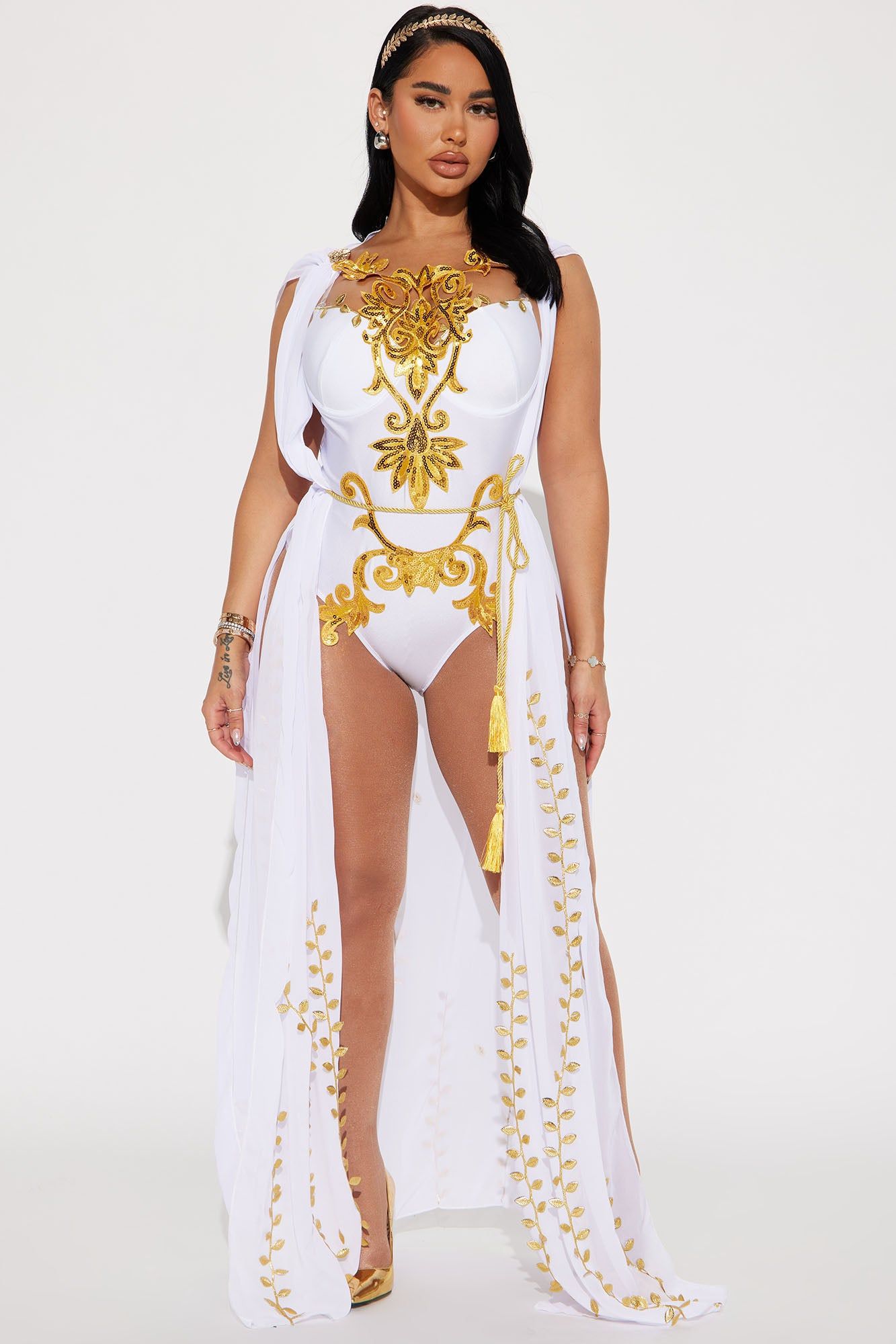 Pure Goddess 4 Piece Costume Set - White/Gold sold by Fashion Nova