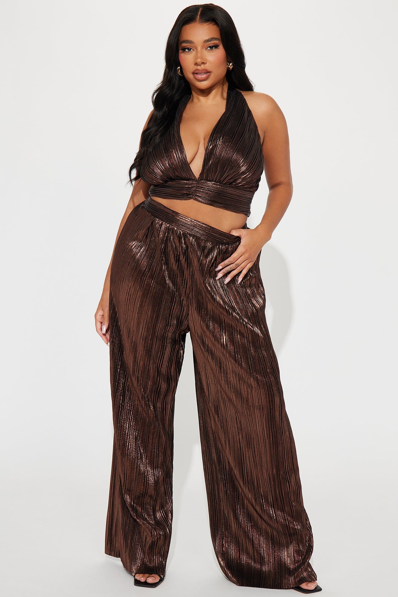 Alisha Metallic Pant Set - Chocolate sold by Fashion Nova product image thumbnail 4
