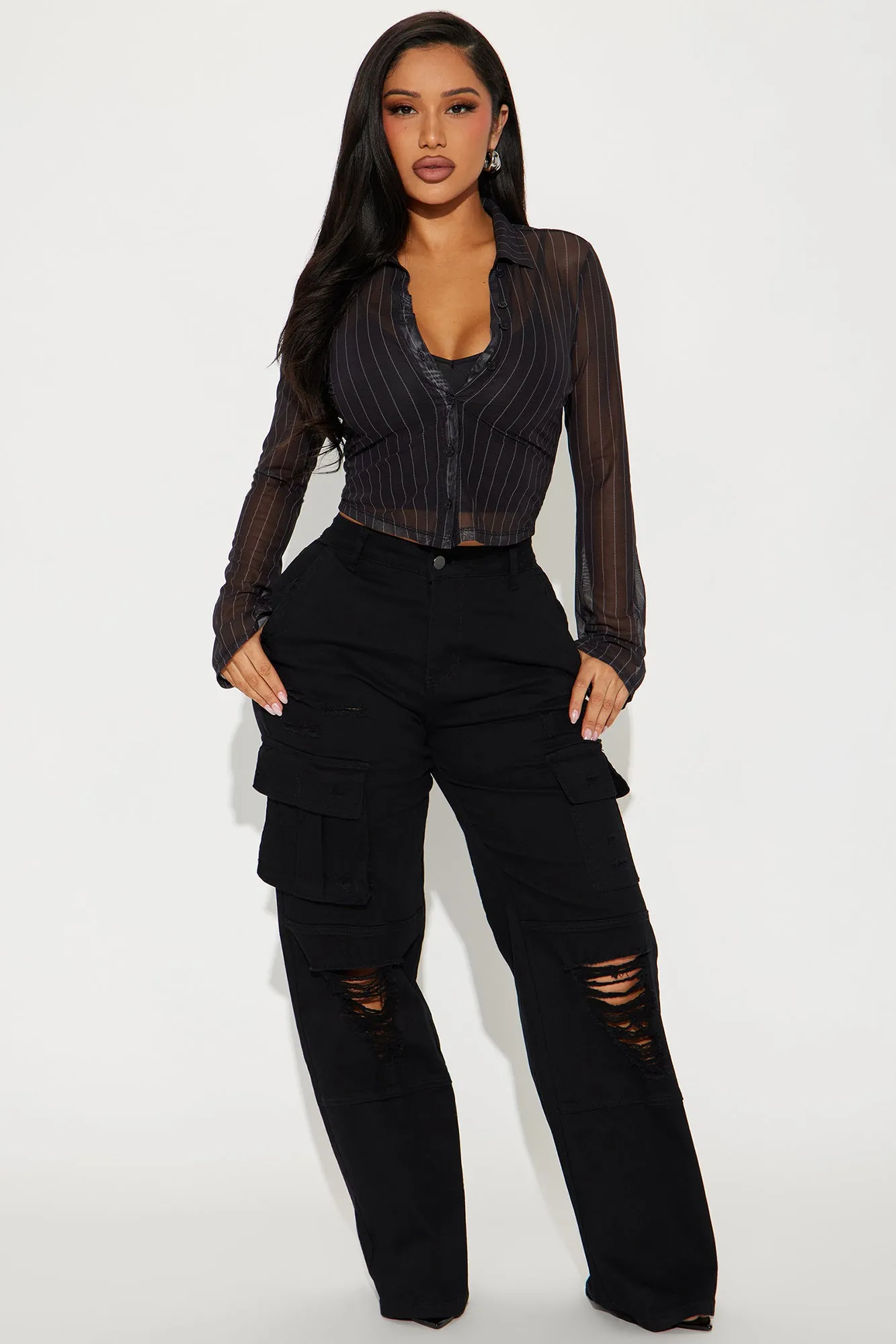 Strictly Business Mesh Shirt - Black sold by Fashion Nova product image thumbnail 2