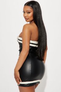 Player Faux Leather Mini Dress - Black sold by Fashion Nova