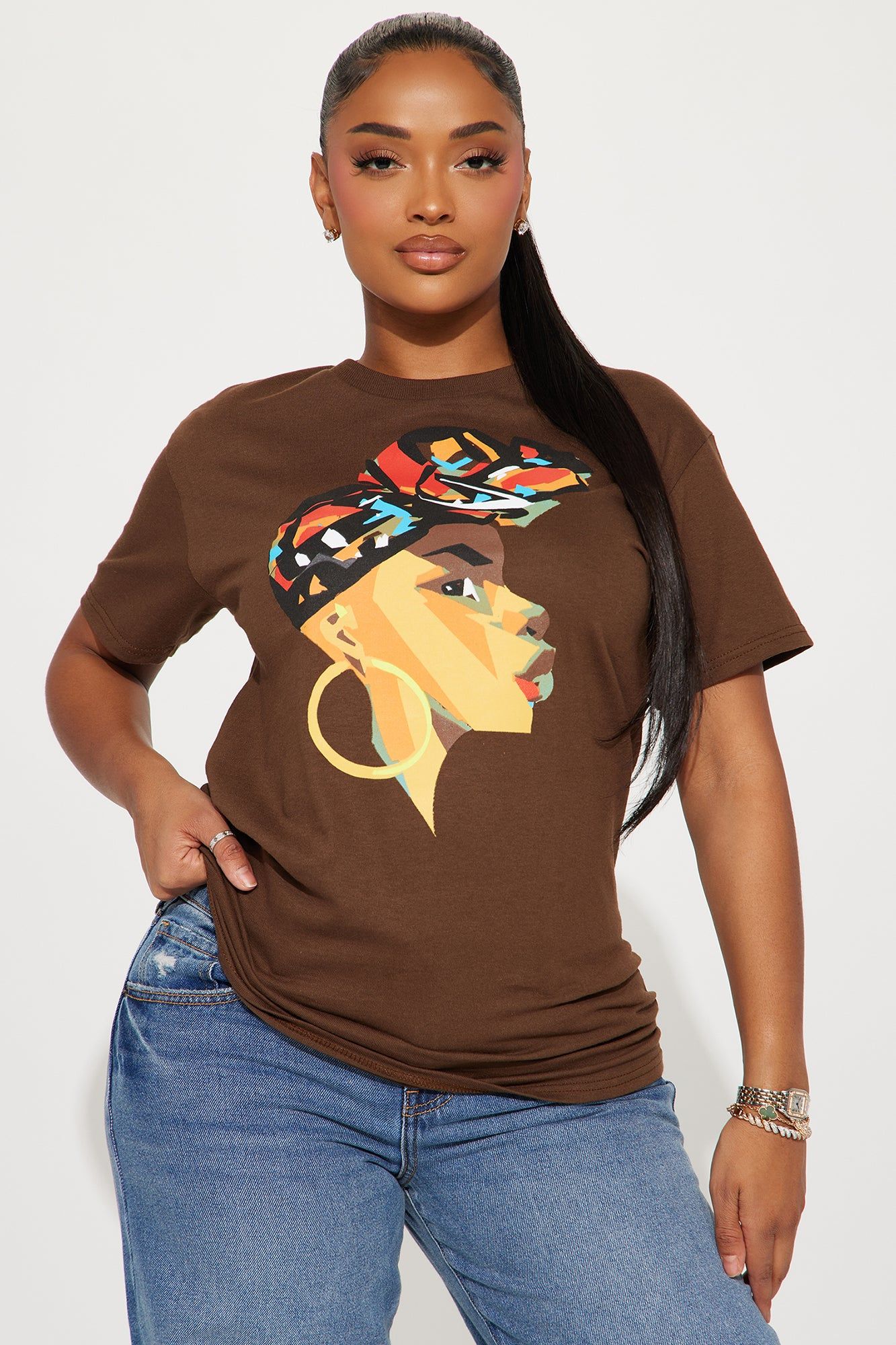 Beauty Queen Graphic Tshirt - Mocha sold by Fashion Nova
