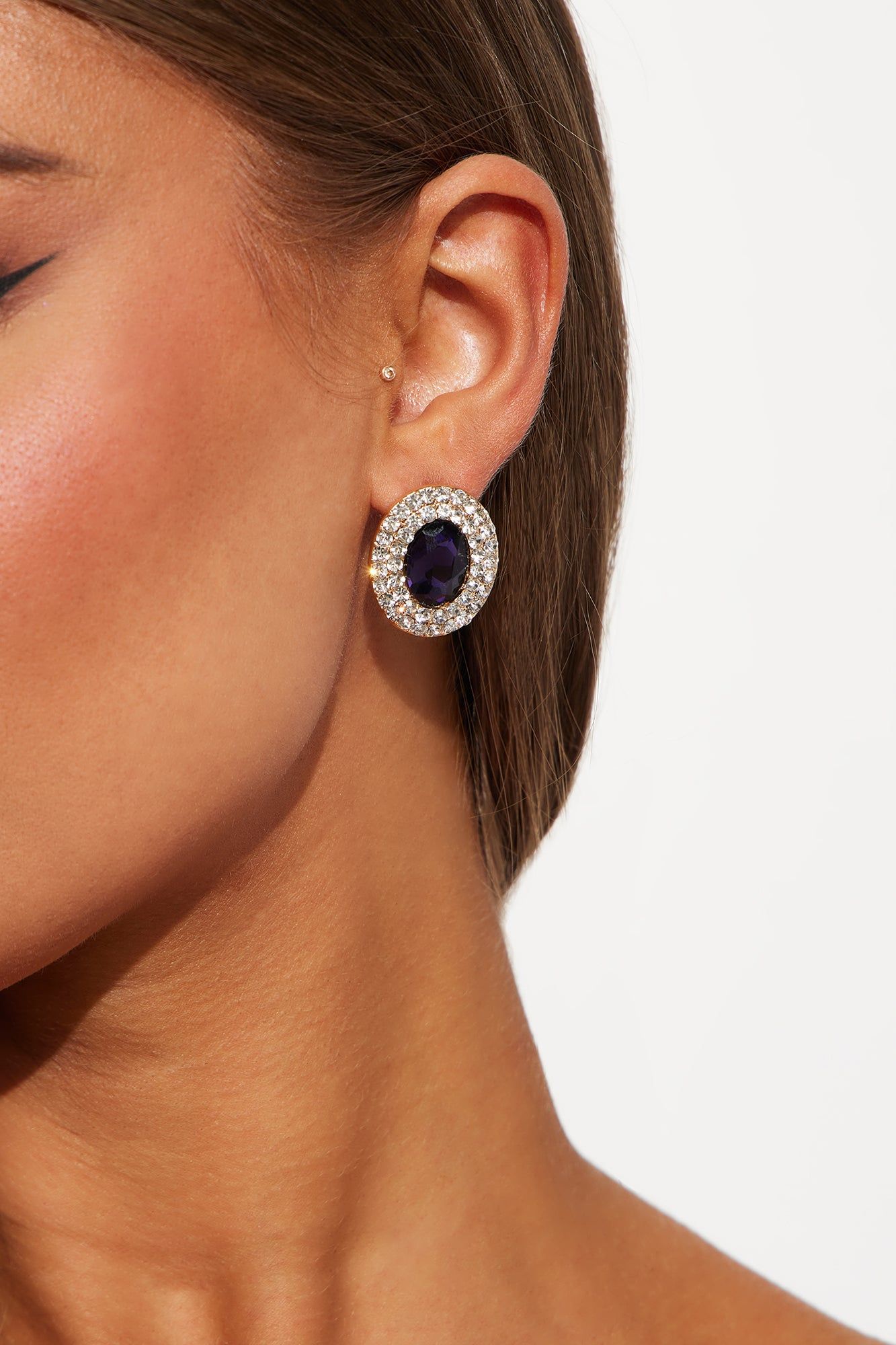 Round And Round Stud Earrings - Gold/Purple sold by Fashion Nova