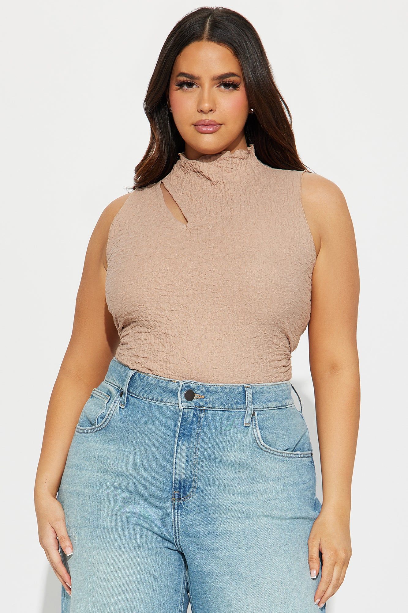 Nataly Textured Top - Taupe sold by Fashion Nova product image thumbnail 4