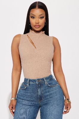 Nataly Textured Top - Taupe sold by Fashion Nova