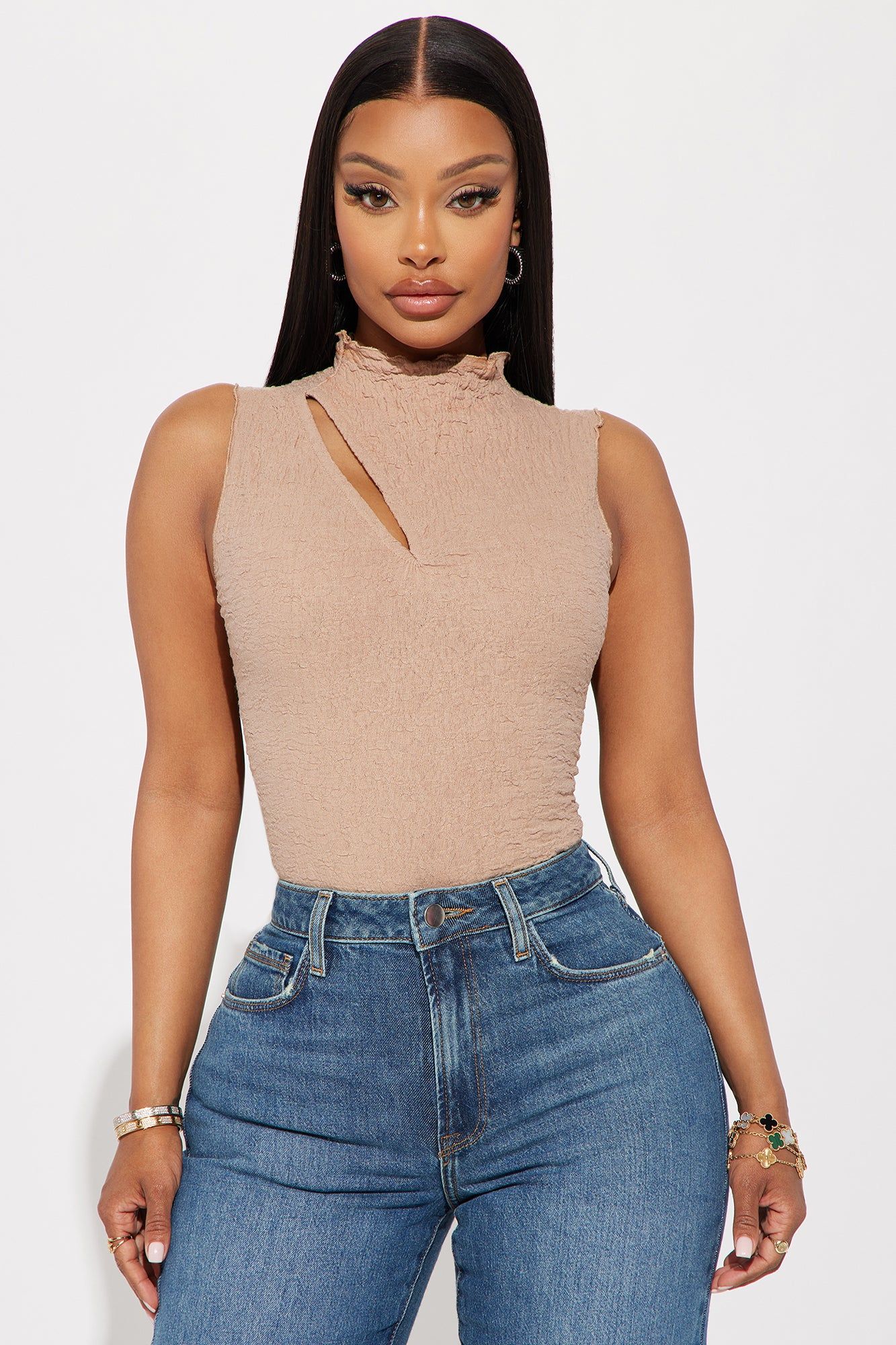 Nataly Textured Top - Taupe sold by Fashion Nova