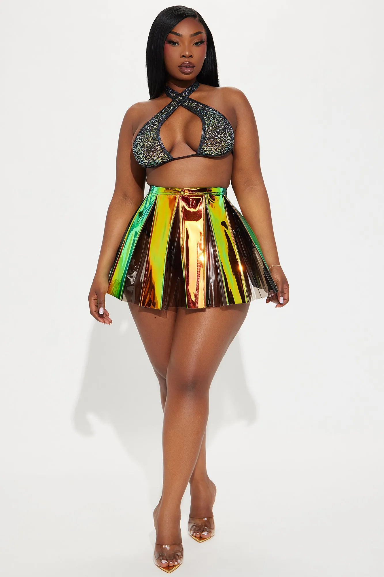 Rave Girl At Heart Holographic Dance Skirt - Multi Color sold by Fashion Nova product image thumbnail 4