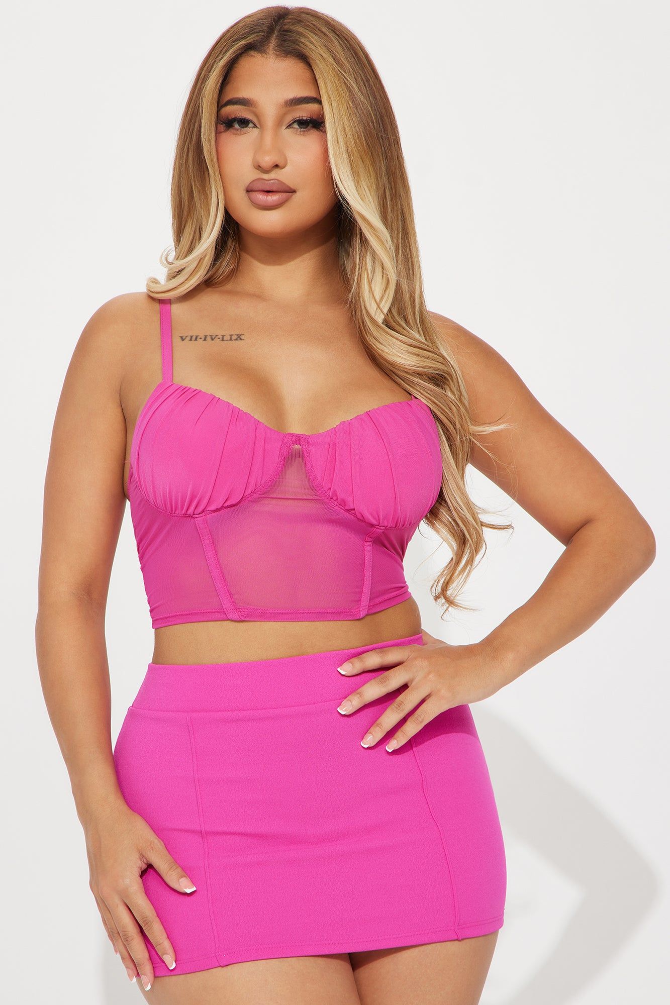 Jalisa Mesh Corset Top - Fuchsia sold by Fashion Nova