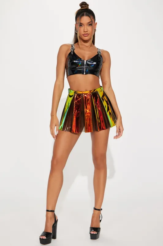 Rave Girl At Heart Holographic Dance Skirt - Multi Color sold by Fashion Nova