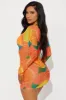 Ipanema Beach Cut Out Cover Up Dress - Orange/combo sold by Fashion Nova