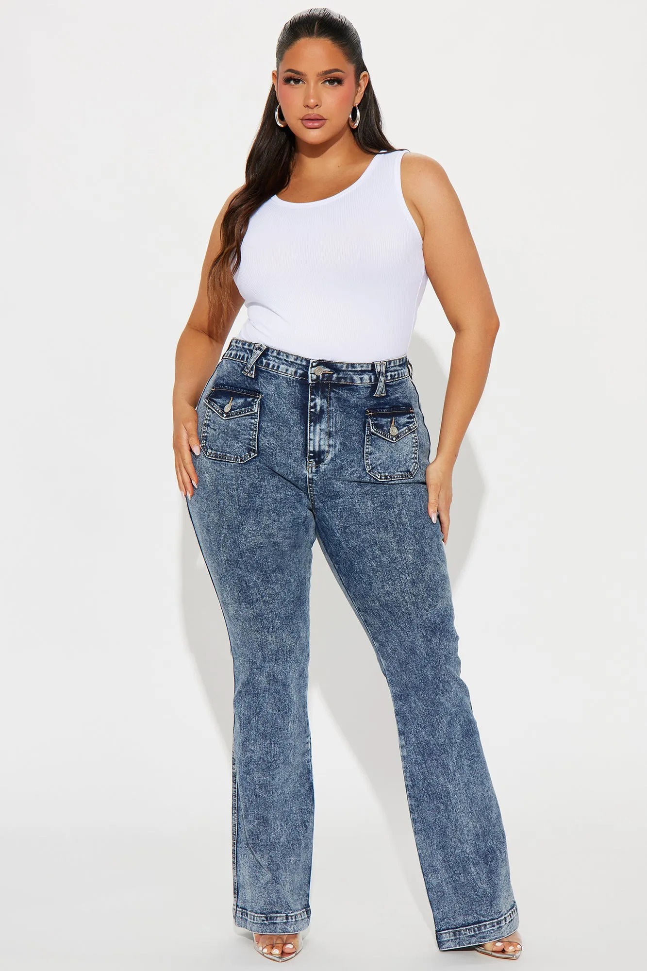 Big Possibilities Stretch Acid Wash Flare Jeans - Acid Wash sold by Fashion Nova product image thumbnail 5