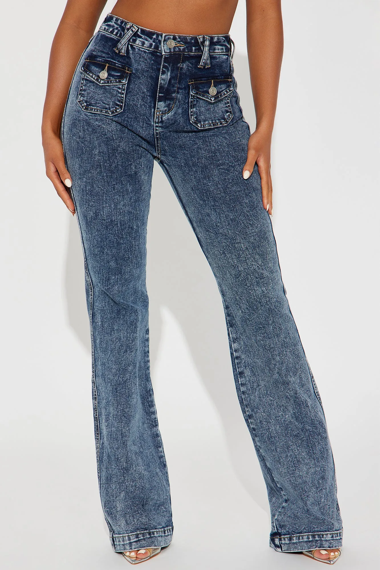 Big Possibilities Stretch Acid Wash Flare Jeans - Acid Wash sold by Fashion Nova product image thumbnail 2