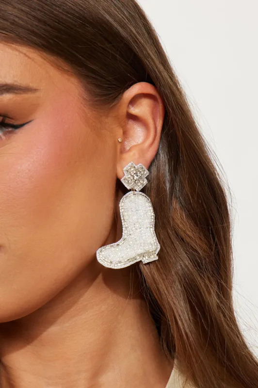 Cool It Cowboy Earrings - White sold by Fashion Nova