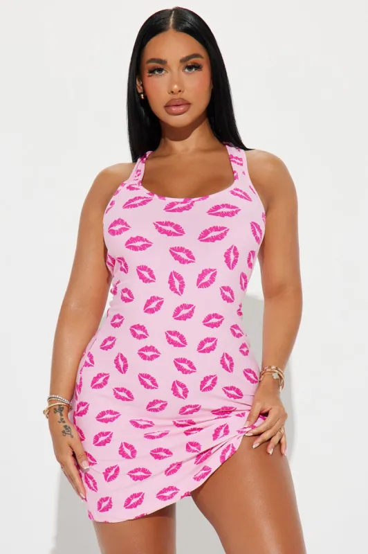 Kiss Kiss PJ Sleep Dress - Pink/combo sold by Fashion Nova