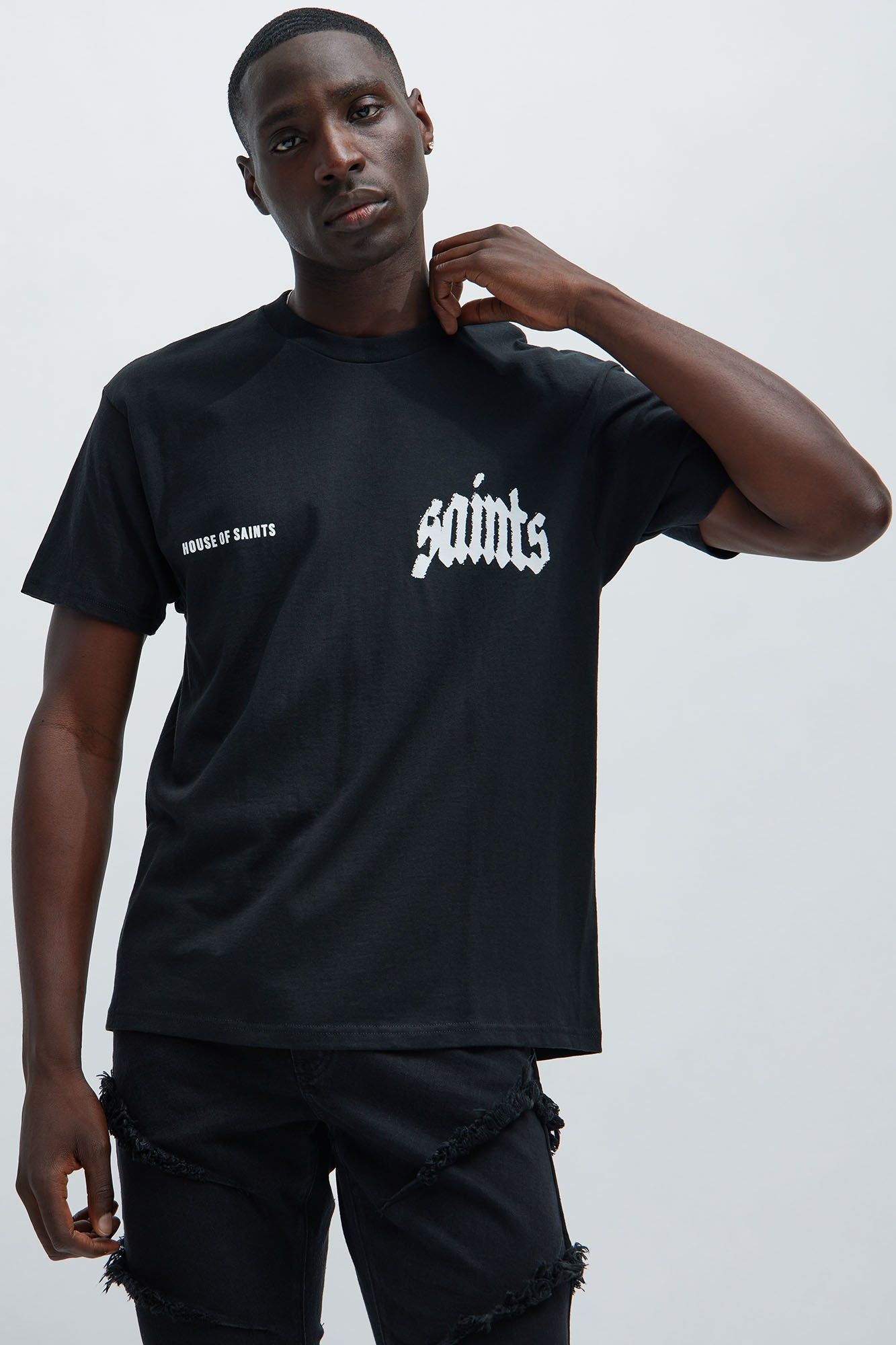 House Of Saints Tag Short Sleeve Tee - Black sold by Fashion Nova product image thumbnail 3
