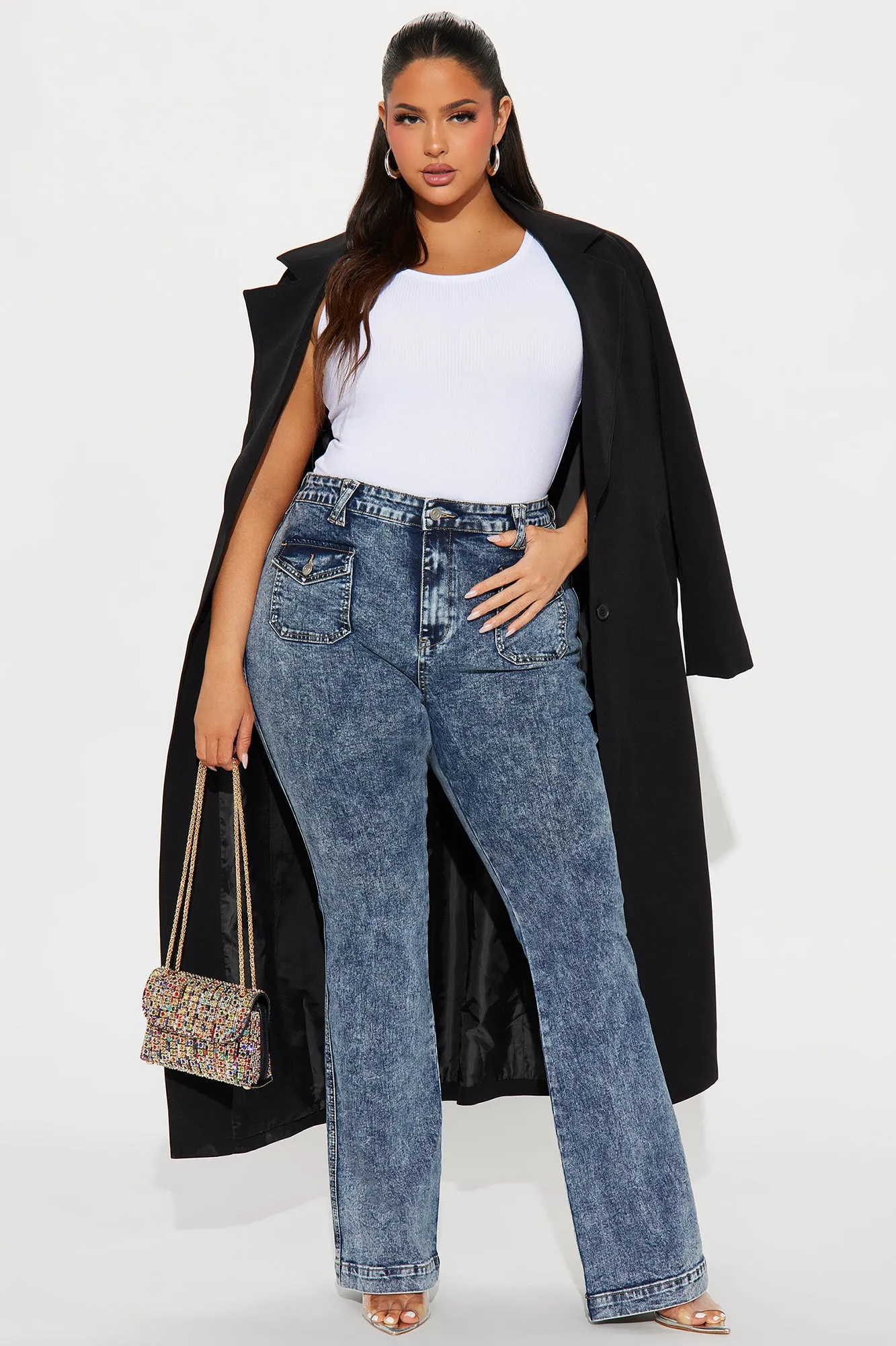 Big Possibilities Stretch Acid Wash Flare Jeans - Acid Wash sold by Fashion Nova product image thumbnail 4