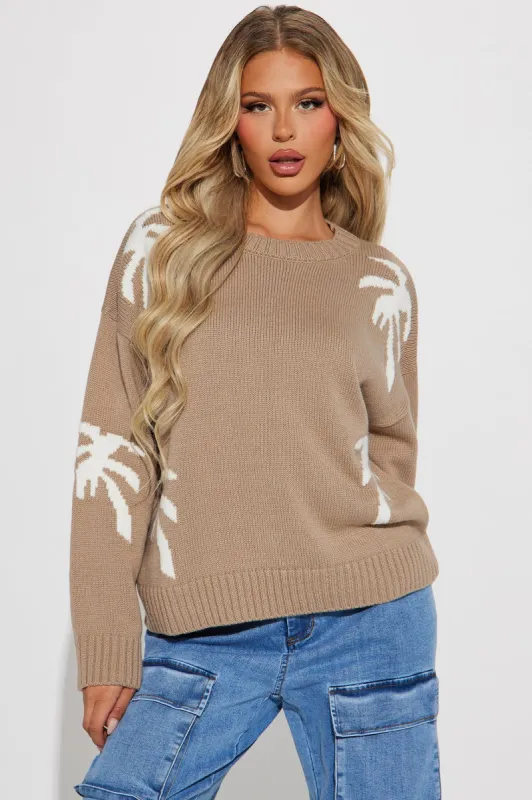 Livin' In The Palms Sweater - Brown/combo sold by Fashion Nova