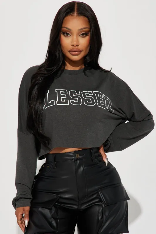 Stay Blessed Washed Graphic Tee - Charcoal sold by Fashion Nova