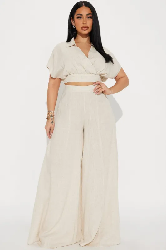 Lucky Day Linen Pant Set - Oatmeal sold by Fashion Nova