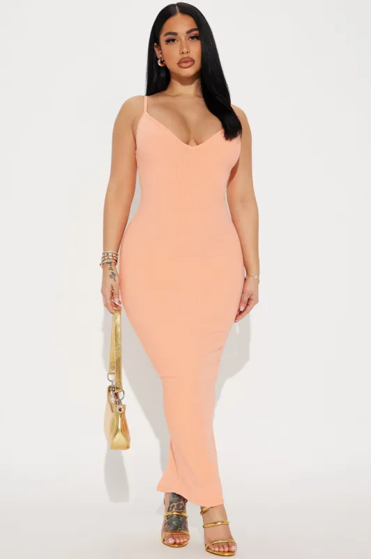 Mandy Snatched Midi Dress - Coral sold by Fashion Nova