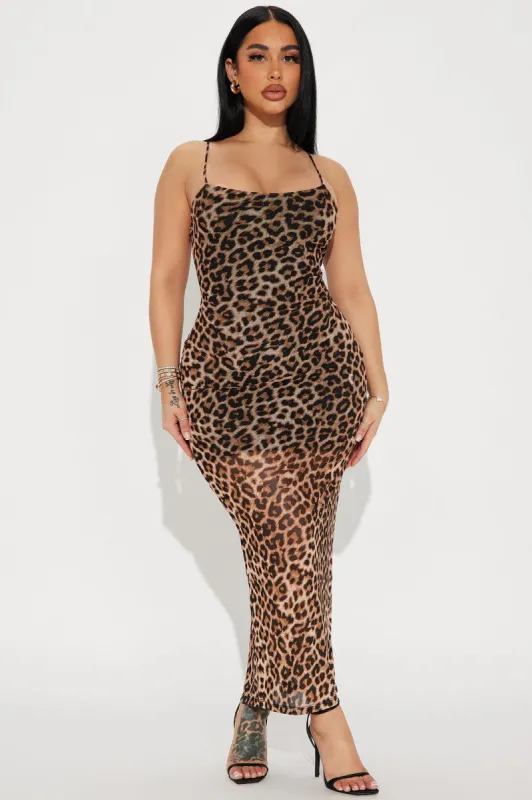 Maylee Mesh Maxi Dress - Leopard sold by Fashion Nova