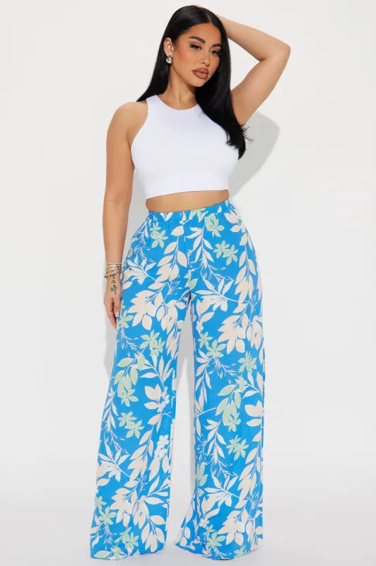 Casual Fling Floral Wide Leg Pant - Blue/combo sold by Fashion Nova